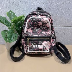 Steve Madden Black and Pink Floral Backpack​​